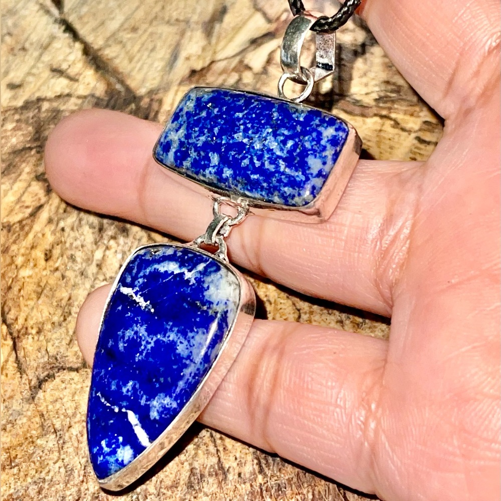 Blue & Gold Lapis Lazuli Crystal Pendant 2 1/2”